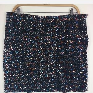 NEW SHEER MULTICOLOR VELVET SEQUIN SKIRT Sz XL NWT